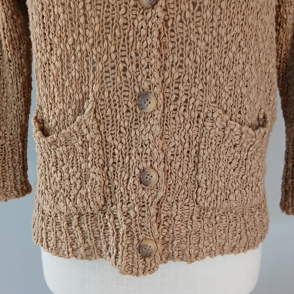 Zara Knit Button Front Tan Cardigan Sweater - Picture 5 of 9